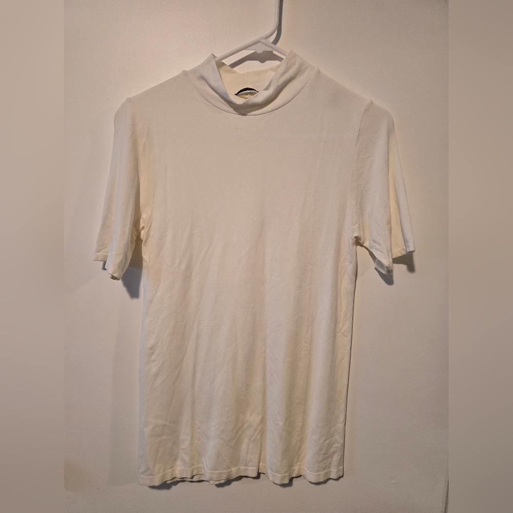 Elie Tahari Mock Neck Modal Short Sleeve Shirt